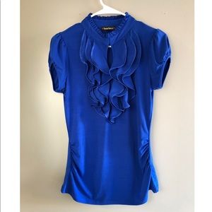 Navy blue ruffle top